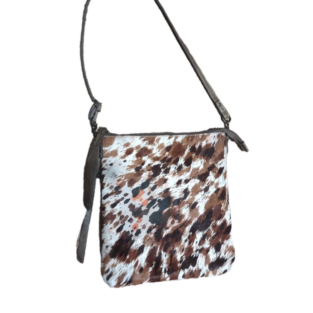 Tony Lama Crossbody Bag Genuine Hair On Hide Leather Western Tooled Boho Purse - Picture 2 of 9